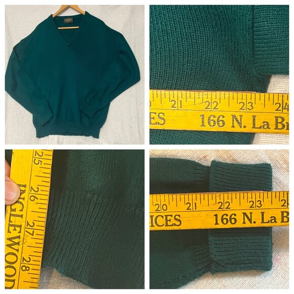 Vintage John Woodhead SWeater Men's MAcrylic V-Neck Sweater Teal Medium Stretch - Picture 8 of 13